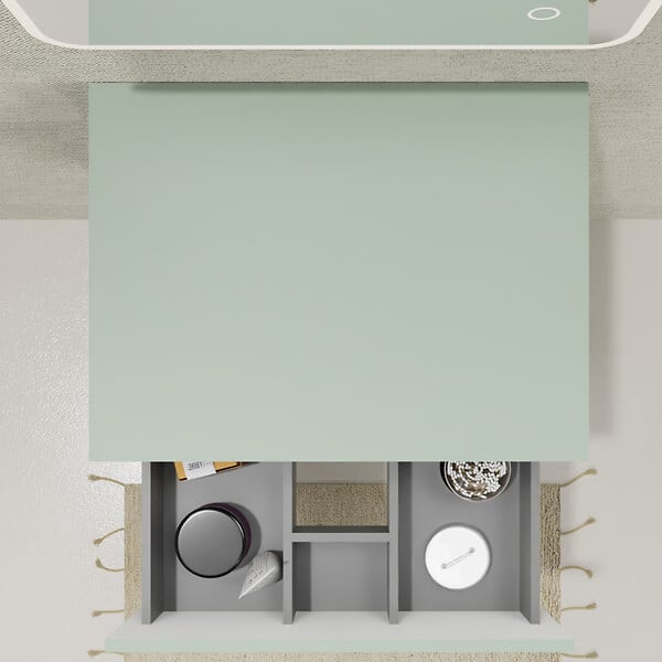 PLANETE BAIN - Meuble salle de bain 60 cm pour vasque à poser - Vert mat - A suspendre - Karaib 2 - large