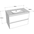 PLANETE BAIN - Meuble salle de bain strié 80 cm - Plan vasque céramique - Beige cachemire mat - A suspendre - Karaib 2 - vignette