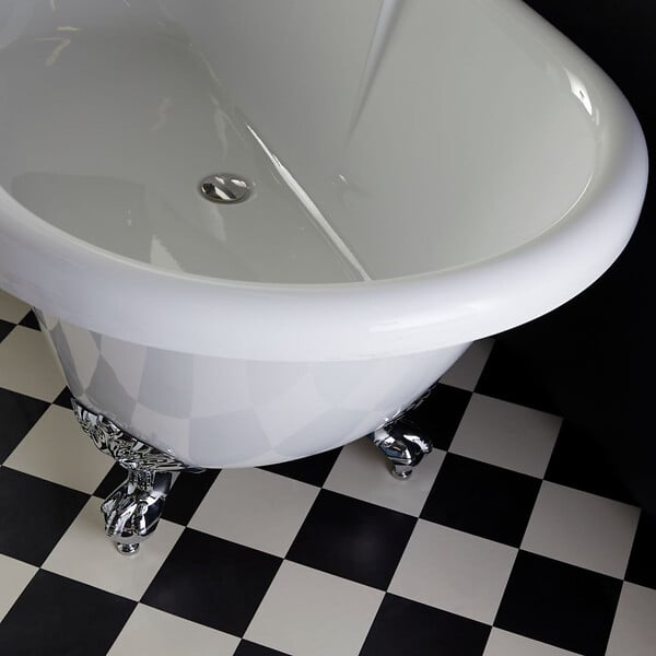 PLANETE BAIN - Baignoire ilot Charly blanche avec pieds patte d 'aigle chrome - large