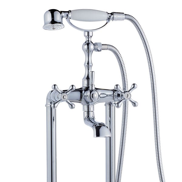 PLANETE BAIN - Robinetterie sur pied au sol retro Glasgow pour baignoire ilot - large