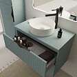 CERSANIT - Meuble salle de bain strié 80 cm pour vasque à poser - Vert fjord mat - à suspendre - Tirso - vignette