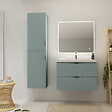 CERSANIT - Meuble salle de bain strié - 80 cm - avec plan vasque - Vert fjord mat - à suspendre - Tirso - vignette