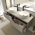 CERSANIT - Meuble salle de bain strié 120 cm pour vasque à poser - Beige cachemire mat - à suspendre - Tirso - vignette
