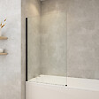 PLANETE BAIN - Pare-baignoire fixe 70 x 140 cm aluminium noir mat verre trempé 6 mm anti-calcaire - vignette