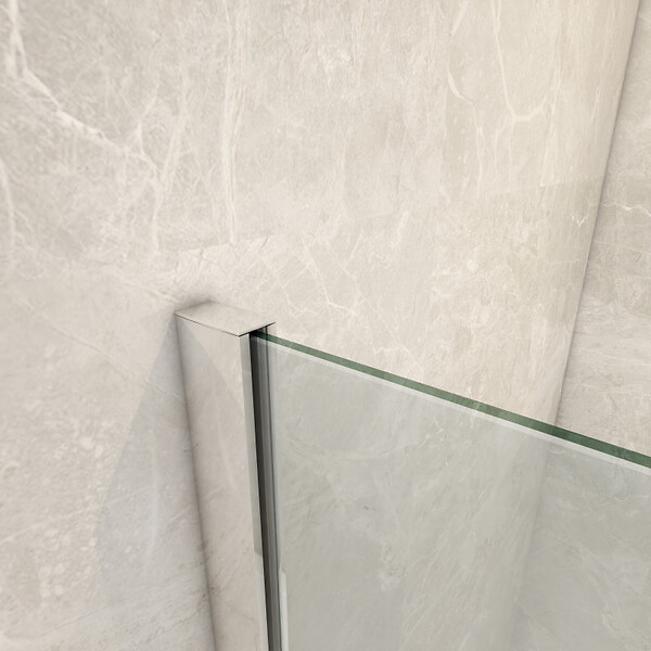 PLANETE BAIN - Pare-baignoire fixe 80 x 140 cm aluminium poli verre trempé 6 mm anti-calcaire - large