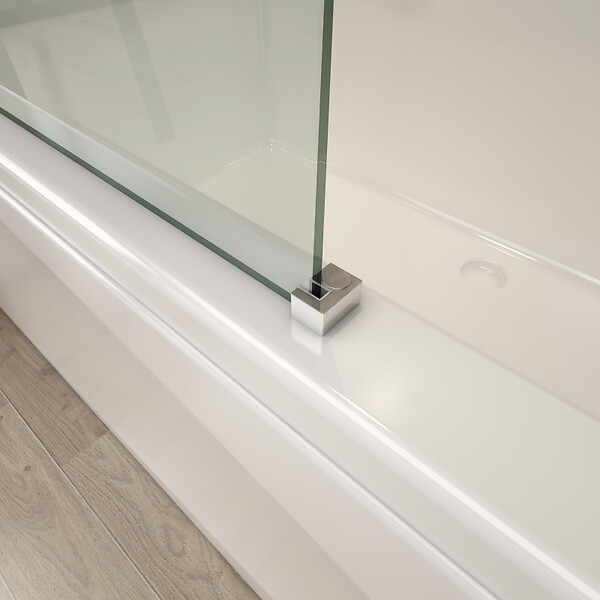 PLANETE BAIN - Pare-baignoire fixe 80 x 140 cm aluminium poli verre trempé 6 mm anti-calcaire - large