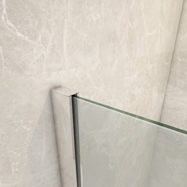 PLANETE BAIN - Pare-baignoire fixe 90 x 140 cm aluminium poli verre trempé 6 mm anti-calcaire - large