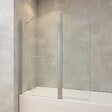 PLANETE BAIN - Pare-baignoire fixe avec volet pivotant design 120 x 140 cm aluminium poli verre 6 mm anticalcaire - vignette