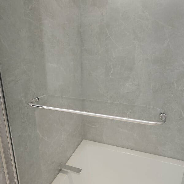 PLANETE BAIN - Pare-baignoire fixe avec volet pivotant design 120 x 140 cm aluminium poli verre 6 mm anticalcaire - large