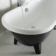 PLANETE BAIN - Baignoire îlot rétro charly noire et blanche avec pieds moderne conique noir - vignette