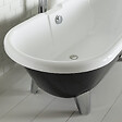 PLANETE BAIN - Baignoire îlot rétro charly noire et blanche avec pieds chromé conique - vignette