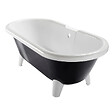 PLANETE BAIN - Baignoire îlot rétro charly noire et blanche avec pieds moderne conique blanc - vignette