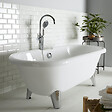 PLANETE BAIN - Baignoire îlot Charly blanche rétro + pieds conique chrome - vignette