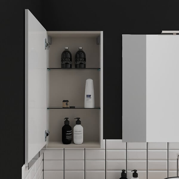 PLANETE BAIN - Armoire de salle de bain 40x80 laqué blanc brillant à suspendre - large