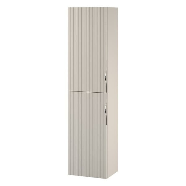 CERSANIT - Meuble colonne de salle de bain strié H 160 cm beige cachemire mat à suspendre - Tirso - large
