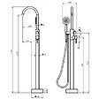 PLANETE BAIN - Mitigeur bain douche sur pied en inox brossé gun metal pour baignoire ilot - Alois - vignette