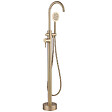 PLANETE BAIN - Mitigeur bain douche sur pied en inox brossé doré pour baignoire ilot - Alois - vignette