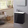 PLANETE BAIN - Meuble lave-mains pour wc gris anthracite original avec robinet eau froide - vignette