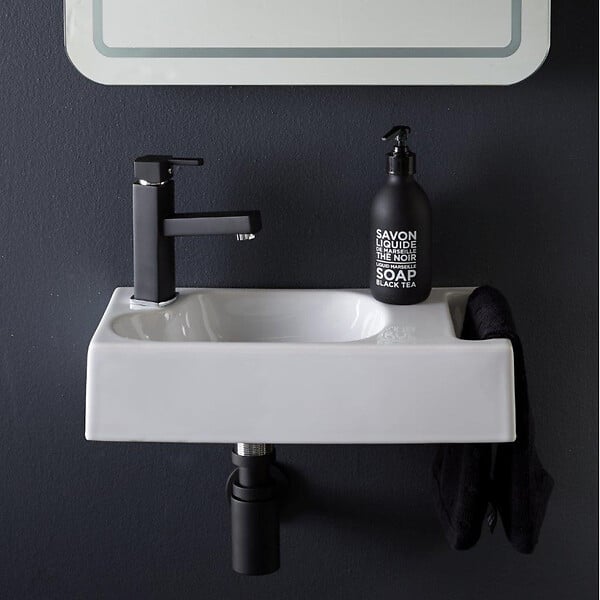 PLANETE BAIN - Lave mains suspendu avec porte serviette Dallas - large