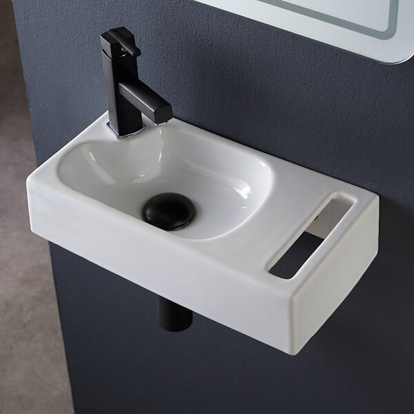 PLANETE BAIN - Lave mains suspendu avec porte serviette Dallas - large