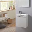 PLANETE BAIN - Meuble lave-mains pour wc blanc avec vasque design en solid stone et mitigeur - vignette