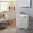 PLANETE BAIN - Meuble lave-mains pour wc blanc avec vasque design en solid stone et mitigeur - vignette