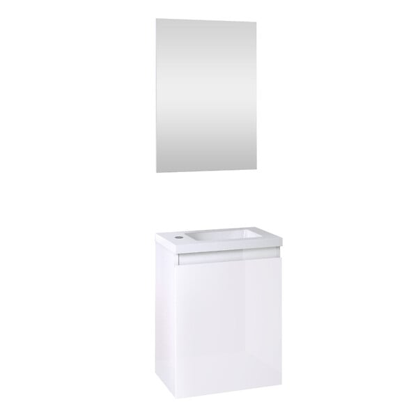 ALLIBERT - Pack lave mains avec miroir Porto Blanc brillant - Marque allibert - large