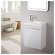 PLANETE BAIN - Pack lave-mains Blanc brillant - Robinetterie Eau froide à gauche - L.42.5 X H.52.5 cm - Hamac 2 - vignette