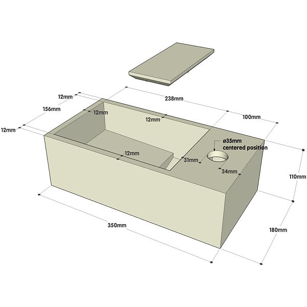 PLANETE BAIN - Lave-mains gain de place en solid surface Sacramento 35x18 cm - large