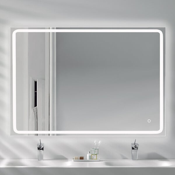 PLANETE BAIN - Miroir Salle de Bain - 100x80 cm - Rectangulaire - avec Éclairage Led - MIA - large