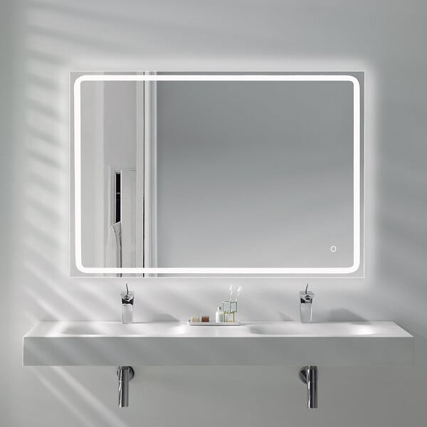 PLANETE BAIN - Miroir Salle de Bain - 100x80 cm - Rectangulaire - avec Éclairage Led - MIA - large