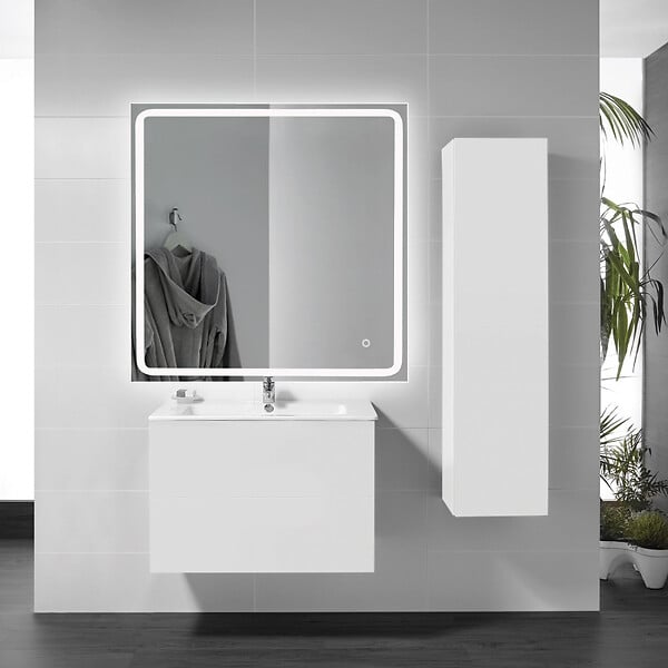 PLANETE BAIN - Miroir Salle de Bain - 80x80 cm - Carré - avec Éclairage Led - MIA - large