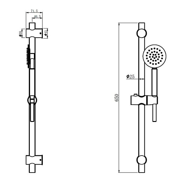PLANETE BAIN - Ensemble barre de douche inox brossé - douchette 1 jet - flexible 150 cm - Barre 65 cm - Alois - large