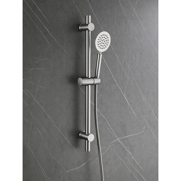 PLANETE BAIN - Ensemble barre de douche inox brossé - douchette 1 jet - flexible 150 cm - Barre 65 cm - Alois - large