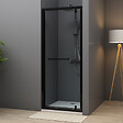 PLANETE BAIN - Porte de douche pivotante 80x200 cm Aluminium noir mat verre de sécurité 6 mm anticalcaire réversible - vignette