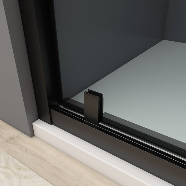 PLANETE BAIN - Porte de douche pivotante 80x200 cm Aluminium noir mat verre de sécurité 6 mm anticalcaire réversible - large