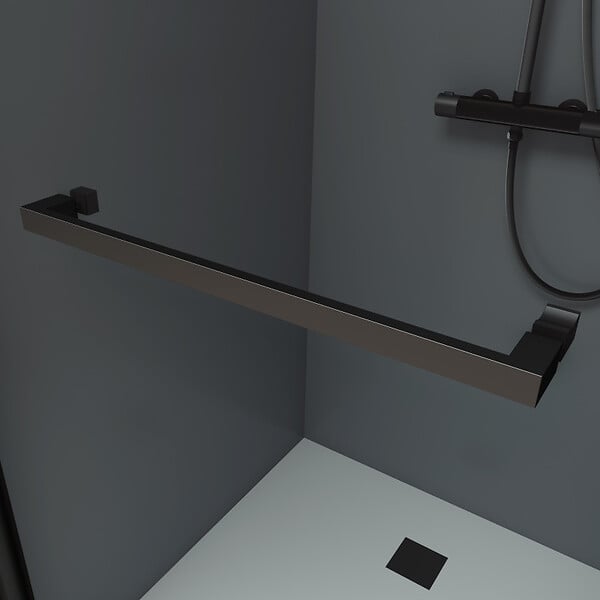 PLANETE BAIN - Porte de douche pivotante 80x200 cm Aluminium noir mat verre de sécurité 6 mm anticalcaire réversible - large