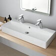 PLANETE BAIN - Vasque à poser ou à suspendre double robinet grande taille 110 x 42 cm - Regus - vignette