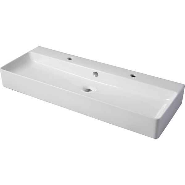 PLANETE BAIN - Vasque à poser ou à suspendre double robinet grande taille 110 x 42 cm - Regus - large