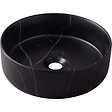 PLANETE BAIN - Vasque à poser ronde diamètre 36 cm - Effet marbre noir - Rebords fins - Andria - vignette
