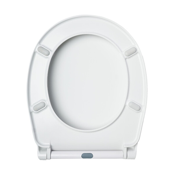 PLANETE BAIN - Abattant WC blanc de forme ovale en duroplast antibactérien avec fermeture ralentie, réglable et déclipsable - Melodi - large