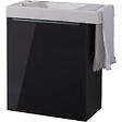 PLANETE BAIN - Meuble gris anthracite Solo avec lave-mains et porte serviette intégré pour Robinet à gauche - Poignée noire - vignette