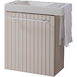 PLANETE BAIN - Meuble lave-mains strié Beige cachemire avec lave-mains et porte serviette intégré pour Robinet à gauche Solo - vignette