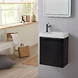 PLANETE BAIN - Pack lave-mains Noir Mat avec poignée noire et lave-mains - Robinetterie Eau froide à gauche - L.42.5 X H. 52.5 cm - Hamac 2 - vignette