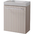 PLANETE BAIN - Meuble lave-mains Strié Beige cachemire pour robinet à gauche Solo - vignette