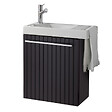 PLANETE BAIN - Pack lave-mains noir mat strié avec porte serviette - robinetterie eau froide à gauche - L.48 X H. 52.5 cm - Houston - vignette