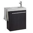 PLANETE BAIN - Pack lave-mains Noir mat strié avec porte serviette - Robinetterie eau froide à droite - L.48 X H. 52.5 cm - Houston - vignette