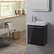 PLANETE BAIN - Meuble lave-mains complet couleur gris anthracite laqué avec mitigeur eau chaude / eau froide - vignette