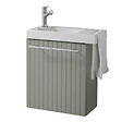 PLANETE BAIN - Pack lave-mains Vert mat strié avec porte serviette - robinetterie eau froide à gauche - L.48 X H. 52.5 cm - Houston - vignette