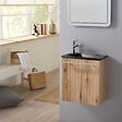 PLANETE BAIN - Pack lave-mains Bois Strié avec vasque design noire - Mitigeur à gauche - L.42.5 X H. 48.6 cm - Hanos - vignette